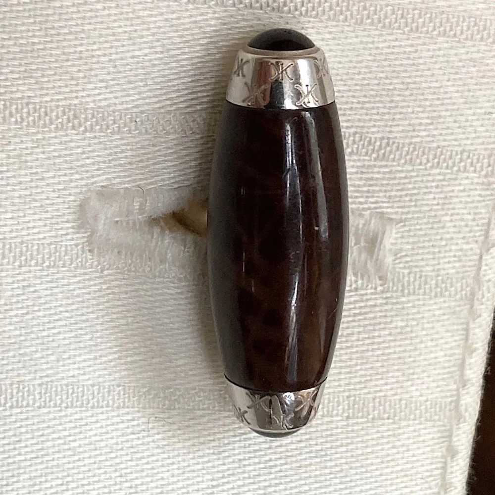 Korloff Paris Luxury Wood & Silver Designer Barrel Cufflinks France